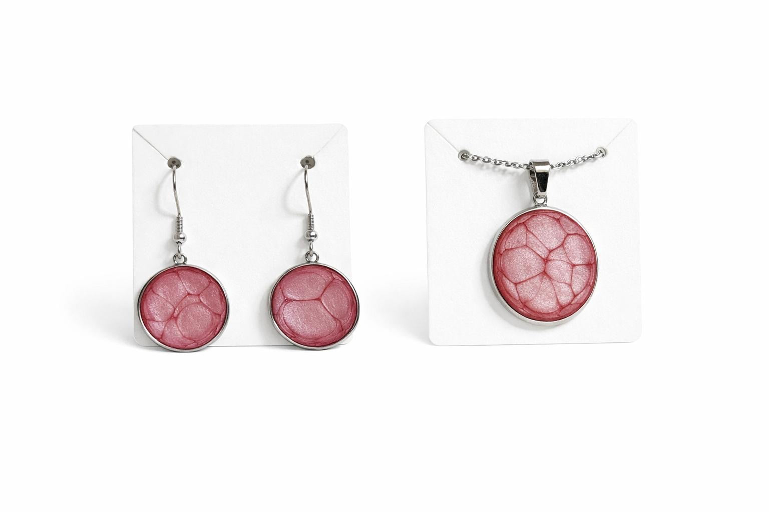 Ensemble collier et boucles d’oreilles Rose *