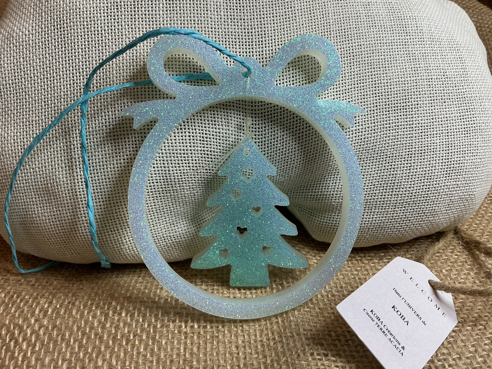 Boule avec Sapin Bleu Clair et Transparent