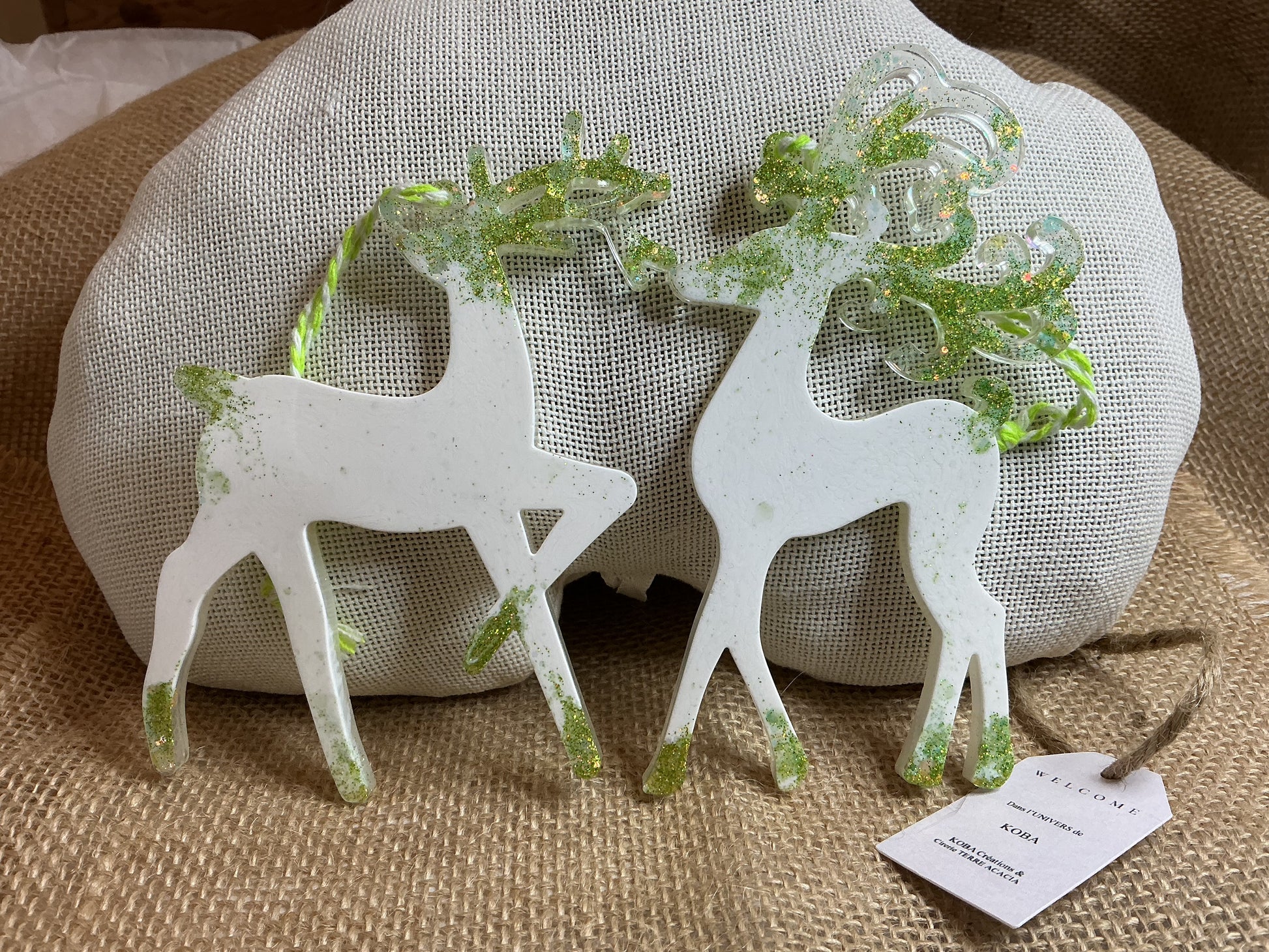 Lot de 2 Grands Rennes Blanc et Vert