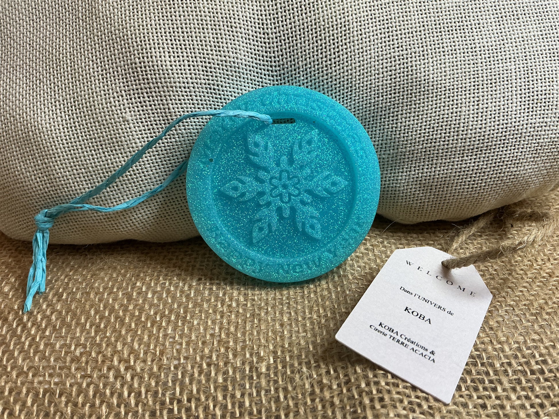 Suspension ronde avec Flocon Bleu