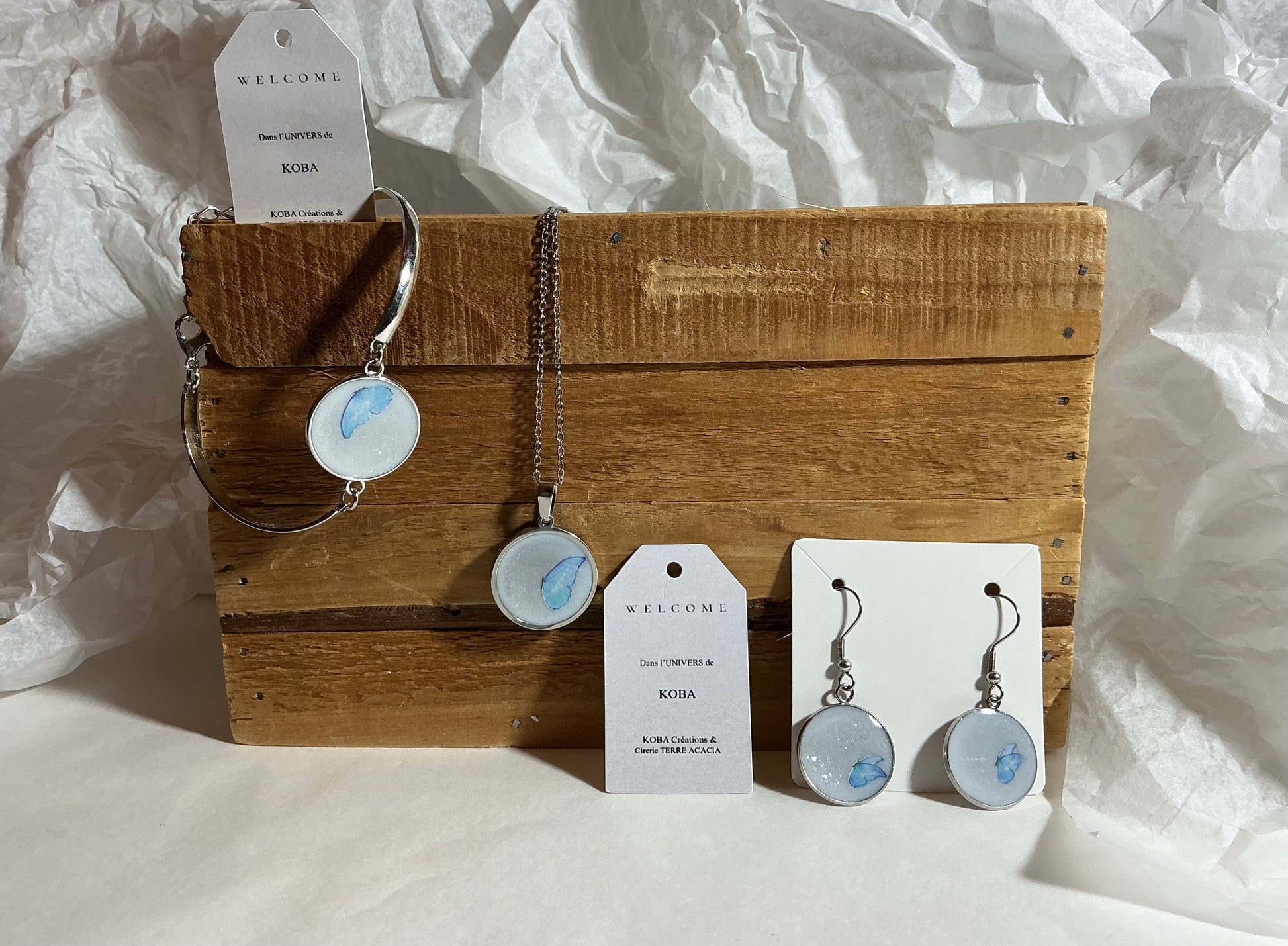 Parure Papillon Bleu