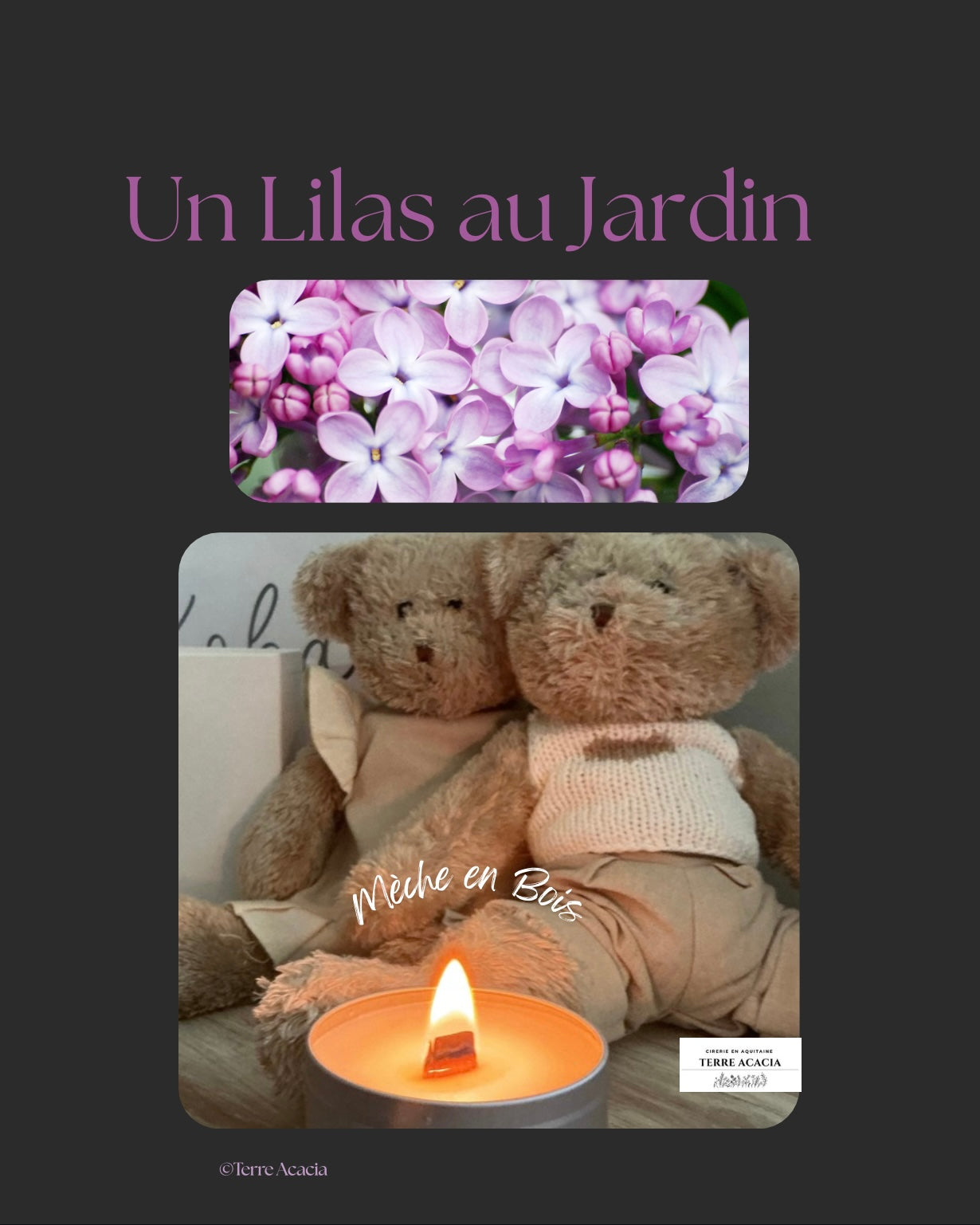 Bougie Un Lilas au Jardin (mèche en bois)