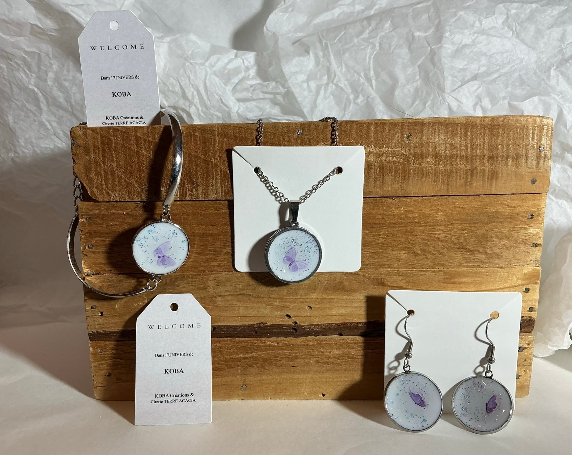 Parure Papillon Mauve