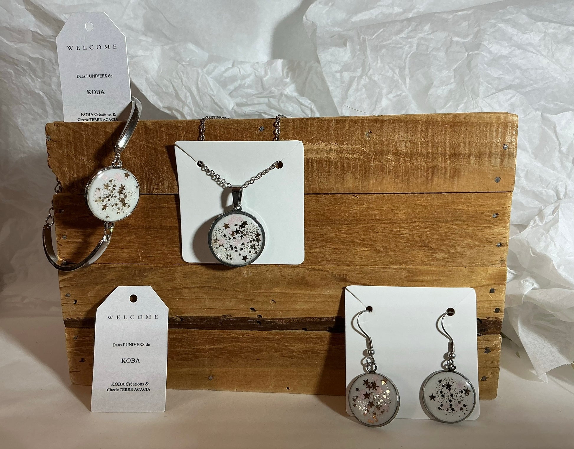 Parure Étoiles Dorées et Roses