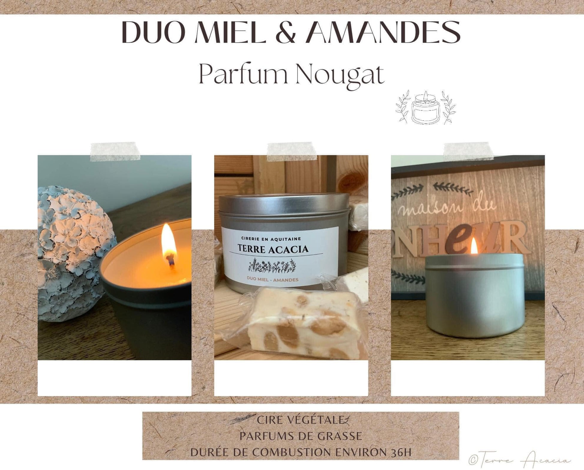 Bougie Duo Miel-Amandes
